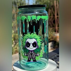 Beetlejuice it’s show time Libby can glass 16oz Halloween